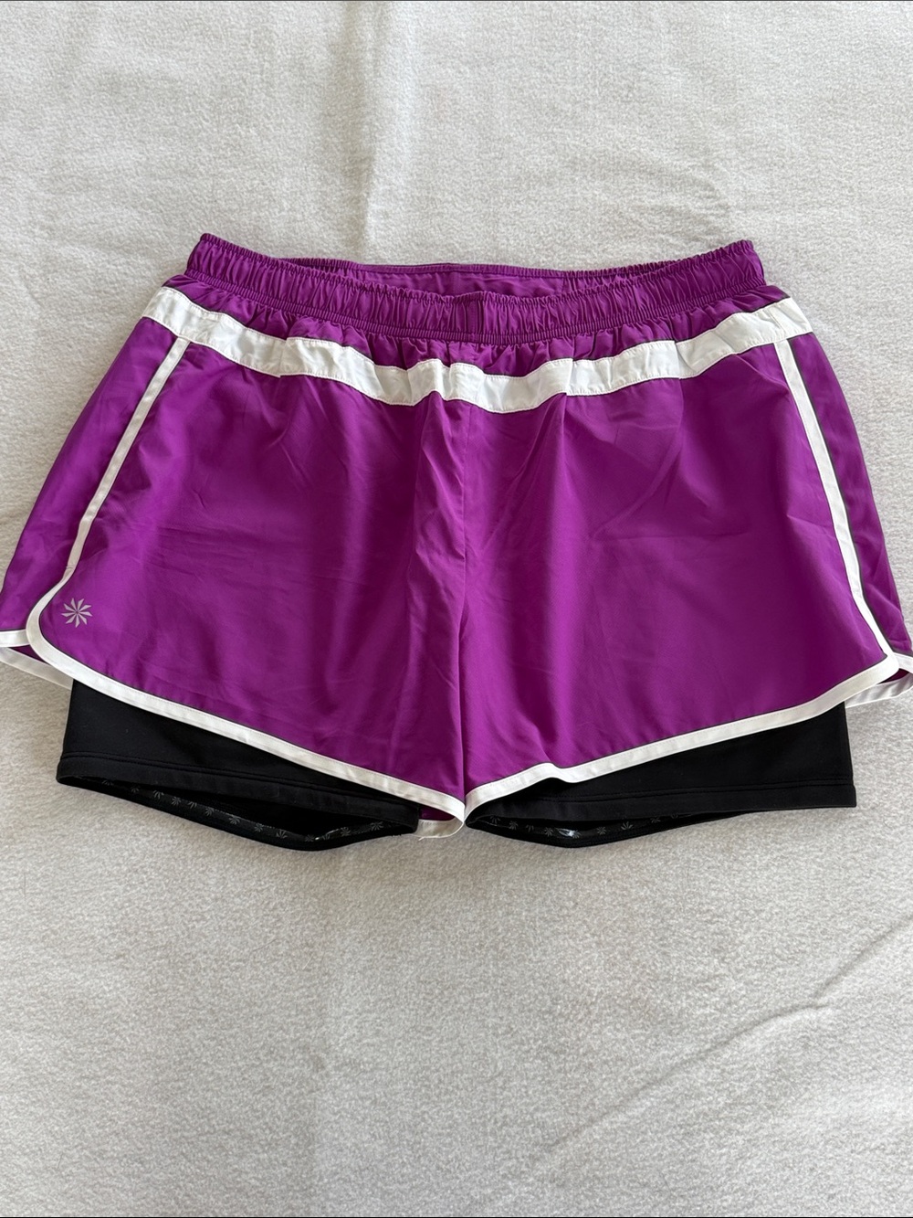 Athleta Women’s Two-in-One Purple Athletic Shorts with Contrast Trim
